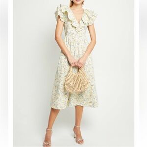 O.P.T Kate Floral Ruffle Midi Dress